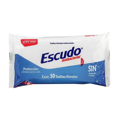 TOALLAS HUMEDAS ESCUDO ANTIBACTERIAL 50 PIEZAS TOALLITAS LIMPIADORAS T