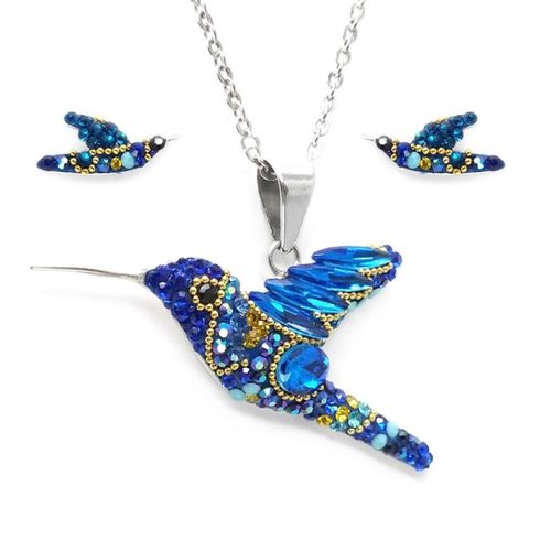 Set Collar y Aretes Colibrí Zvezda 0.925 Mujer Azul