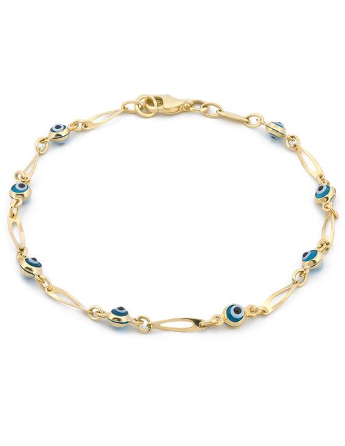 Pulsera Ojitos y Eslabones Oro Sólido 10k