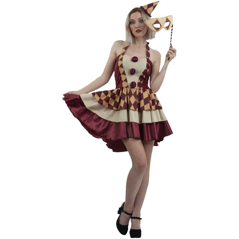 REV Disfraz Vintage Clown Girl, Disfraz de Payaso Vintage para Mujer para Halloween y Fiestas