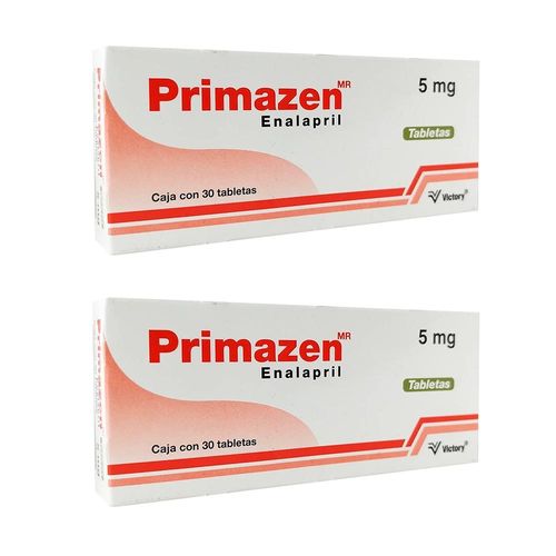 PRIMAZEN 5 MG DOS CAJAS CON 30 TABS C/U ENALAPRIL 5 mg Tableta