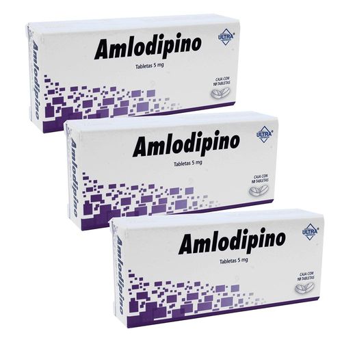 AMLODIPINO 5 MG TRES CAJAS CON 10 TABS C/U AMLODIPINO 5 mg Tableta