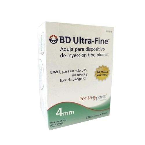 BD ULTRA FINE AGUJA DESECHABLE 32 g X 4 mm Paquete