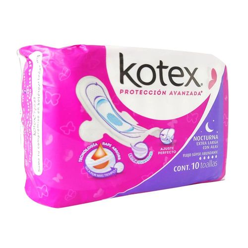 KOTEX NOCTURNA CON ALAS TOALLAS SANITARIAS Paquete