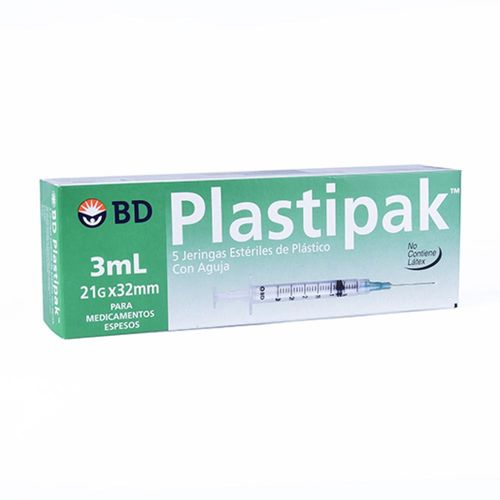 PLASTIPACK JERINGA DESCH BD JERINGAS 3 ml 21 g X 32 mm Paquete