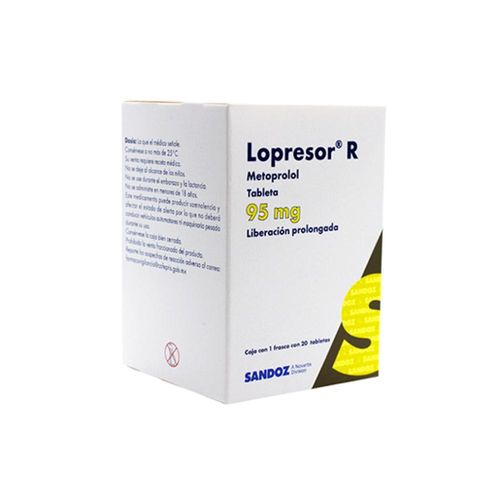 LOPRESOR R  METOPROLOL 95 mg Tableta Liberación Prolongada