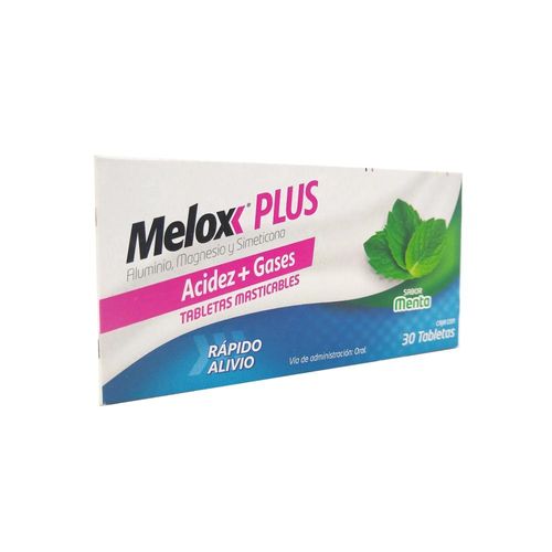 MELOX PLUS MENTA ALUMINIO - SIMETICONA - MAGNESIO 200/200/25 mg Tablet