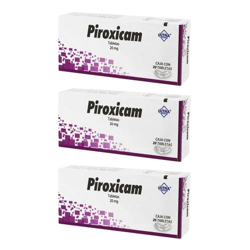 PIROXICAM 20 MG TRES CAJAS CON 20 TABS C/U PIROXICAM 20 mg Tableta