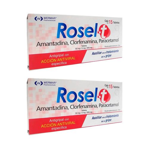 ROSEL-T 50/3/300 MG DOS CAJAS CON 15 TABS C/U AMANTADINA - CLORFENAMIN