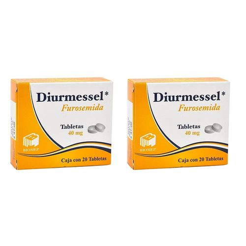 DIURMESSEL 40 MG DOS CAJAS CON 20 TABS C/U FUROSEMIDA 40 mg Tableta