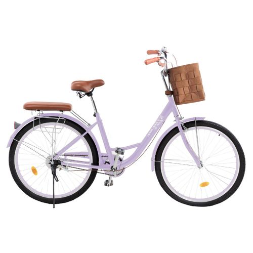 Bicicleta Urbana R26 Canastilla Freno De Pinza Vintage Morado