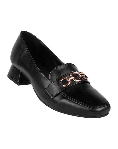 Zapato Mujer Mocasin Vestir Tacon Negro Stfashion 08004107