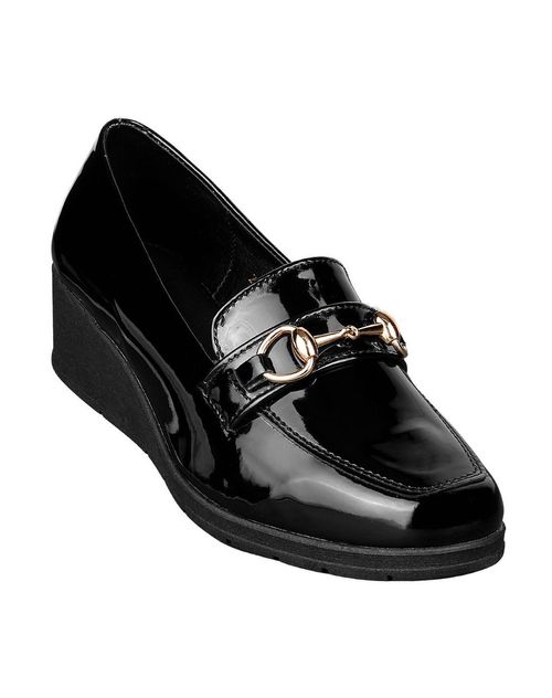 Zapato Mujer Mocasin Vestir Cuña Negro Stfashion 04804103