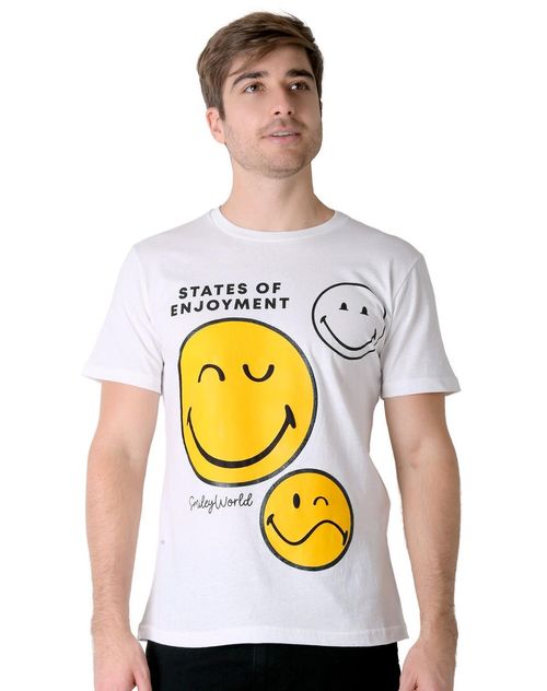 Playera Hombre Moda Camiseta Blanco Smiley 58205023