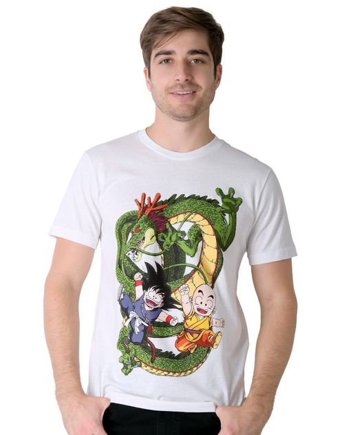 Playera Hombre Moda Camiseta Blanco Dragon Ball 58205010