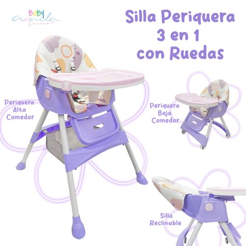 Silla periquera 3 en 1 con Ruedas Aquila Color-Morado - SP5277