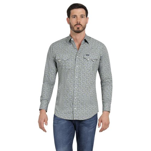 Camisa Vaquera Hombre Wrangler Slim Fit Manga larga 373 Verde