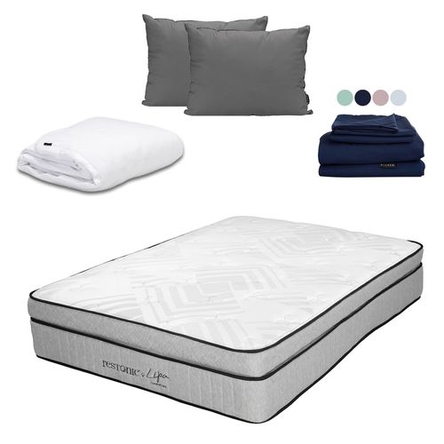 Colchón King Size Lipa +Almohadas 2 Pack + Protector D + Sábanas S CZD