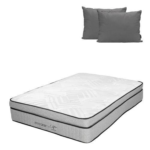 Colchón King Size Restonic Lipa + Almohadas 2 Pack + Edredón Homy CZD