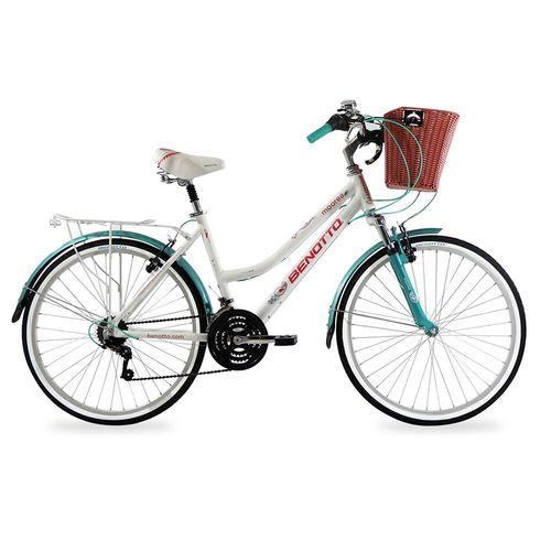 Bicicleta Urbana Benotto Moorea R26 21V Blanca con Aqua