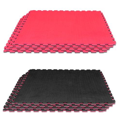 Tatami Piso Tapete De Gimnasio 10m2 10pzs Rojo/Negro Entrelazados