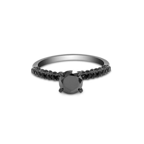 Anillo Black Love II de acero inoxidable con zirconias negras talla 7.