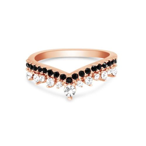 Anillo Wild Style II rose gold acero inoxidable con zirconias talla 9.