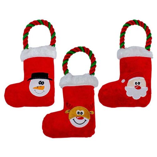 Juguete Para Perro Botas Navideñas Paquete 3 Pz Tela Suave
