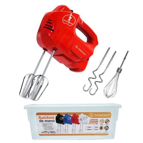 M4 Batidora 7 velocidades 200 Watts Roja con 5 batidores y estuche