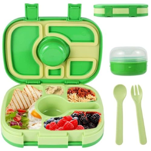 Lonchera para niños bento 5 divisiones hermética c/ cubiertos BPA FREE