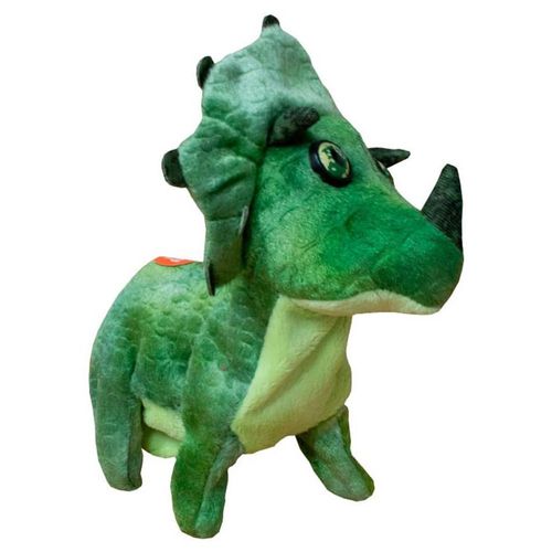 Dinosaurio De Peluche Triceraptors Verde Con Movimiento Y Sonido Felpa