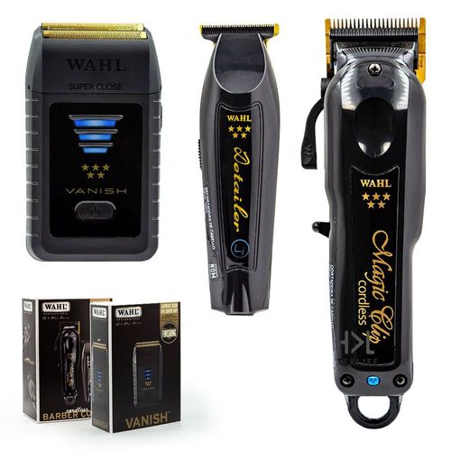 Combo Barber Wahl Black Magic Clip Y Detailer Li + Rasuradora Vanish