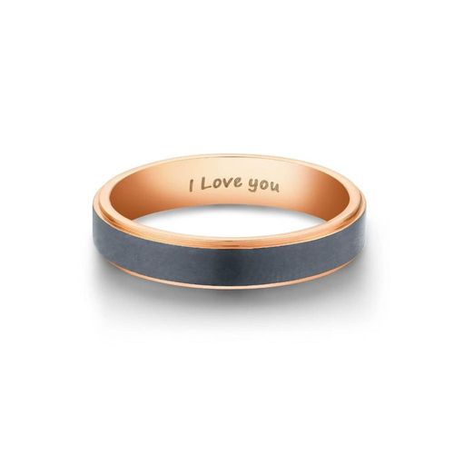 Argolla Dav en color gris con rose gold de acero inoxidable talla 6.