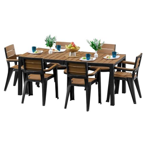 Comedor 6 Personas Para Exterior Color Tabaco