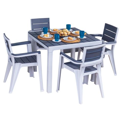 Comedor 4 Personas Para Exterior Color Cuarzo