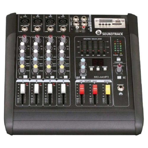 Mezcladora Ampliflicada Soundtrack MIX4AMP3 4Canales Lector USB