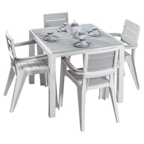 Comedor 4 Personas Para Exterior Color Silver