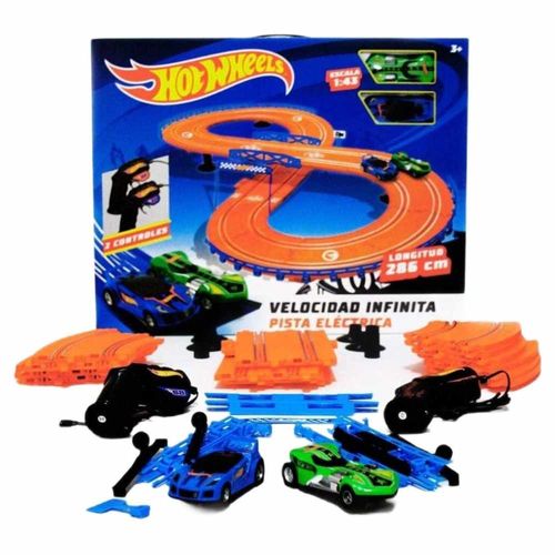 Pista Eléctrica Hot Wheels 1:43 2 Carros con Luz 286cm Naranja