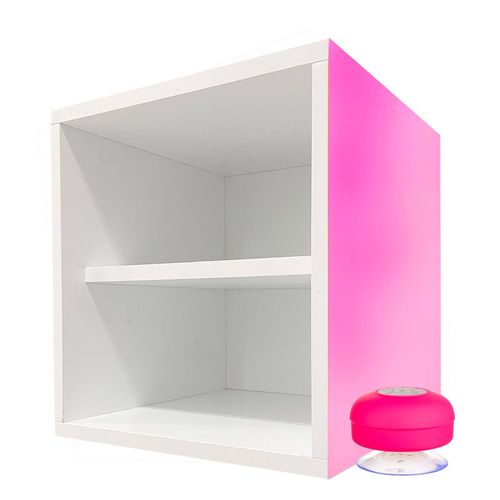 Buro Flotante Baño Mdf Anti Humedad Mini Bocina Rosa