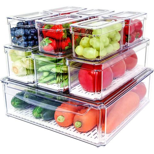 10 Contenedores para almacenar alimentos con tapa, libres de BPA