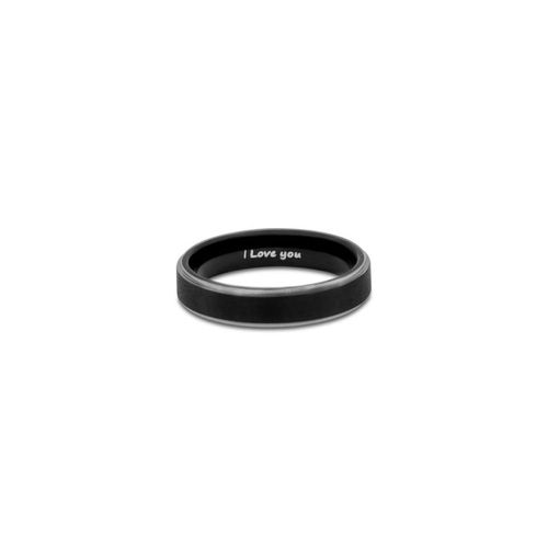 Argolla Briseida color negro con plateado de acero inoxidable talla 6
