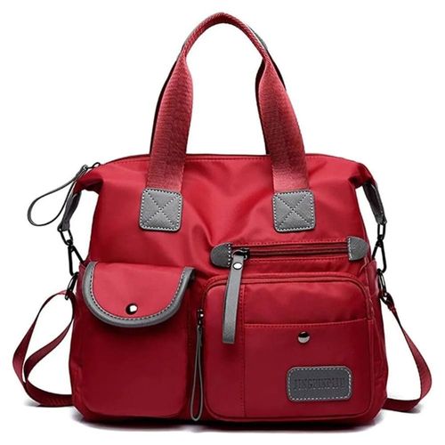 Bolsa Mujer Impermeable Nylon Tote Crossbody Bandolera Rojo