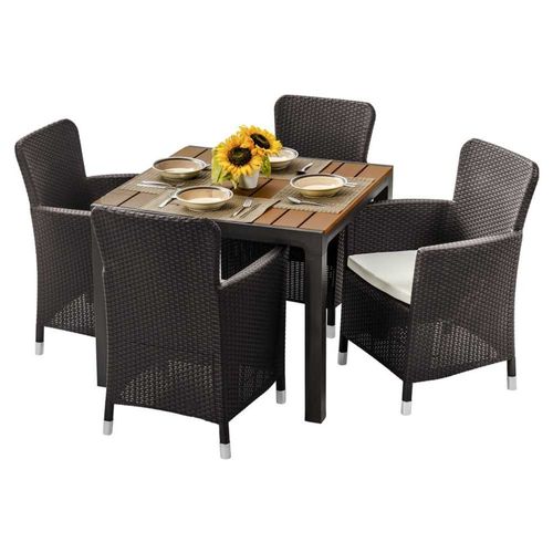 Comedor 4 Personas Para Exteriores Tipo Rattan Wengue