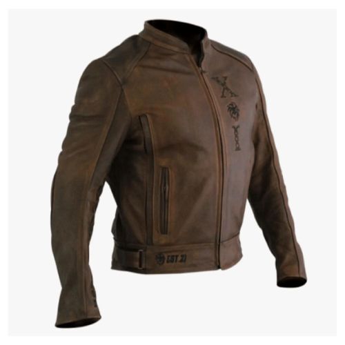 Chamarra Para Moto Kov Freedom Café De Piel Con Protección Talla S