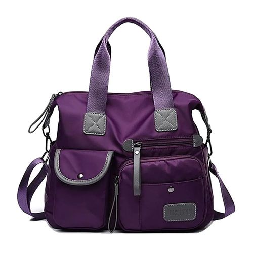 Bolsa Mujer Impermeable Viaje Nylon Tote Crossbody Bandolera Morado