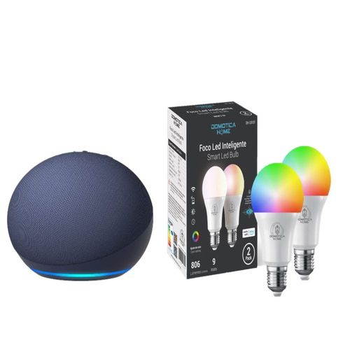 Kit Bocina Alexa Echo Dot 5 Azul + Focos Led Inteligentes 2 Pack