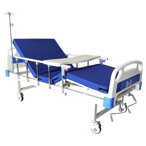 CAMA HOSPITALARIA MANUAL CON MESA Y COLCHÓN