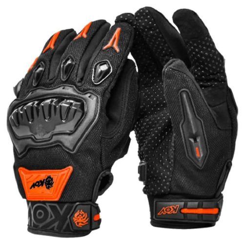 Guantes Para Moto Kov Delta Naranja Con Limpiador De Mica Talla S