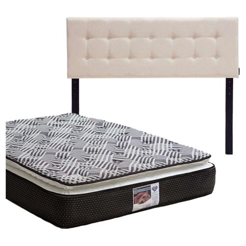 Cabecera Queen Size Dicasa Bilbao Beige + Colchón Spring Air Omega CZD