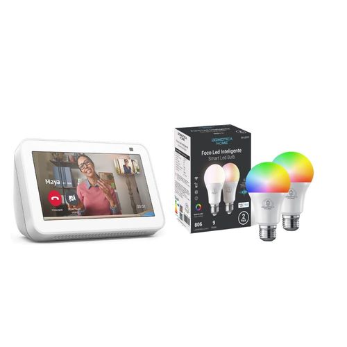 Kit Alexa Echo Show 5 Blanco + Focos Led Inteligentes 2 Pack